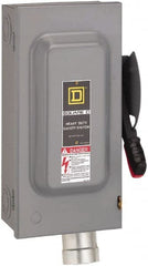 Square D - 60 Amp, 600 VAC, 3 Pole Fused Safety Switch - NEMA 12, 50 hp at 600 VAC (Triple Phase) - Exact Tooling