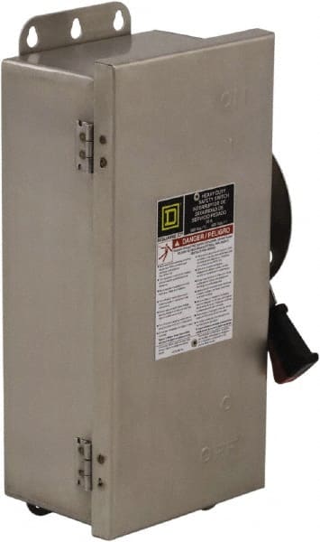 Square D - 30 Amp, 600 VAC/VDC, 4 Pole Nonfused Safety Switch - NEMA 12, 3, 3R, 4 & 4X, 30 hp at 600 VAC, 15 hp at 600 VDC (Triple Phase), 4PST Contact Form - Exact Tooling