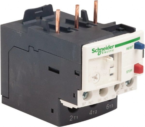 Schneider Electric - 3 Pole, NEMA Size 00-1, 0.4 to 0.63 Amp, 690 VAC, Thermal NEMA Overload Relay - Trip Class 20, For Use with LC1D09, LC1D12, LC1D18, LC1D25, LC1D32 and LC1D38 - Exact Tooling