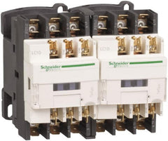 Schneider Electric - 3 Pole, 220 Coil VAC at 50/60 Hz, 12 Amp at 440 VAC, Reversible IEC Contactor - 1 Phase hp: 1 at 115 VAC, 2 at 230/240 VAC, 3 Phase hp: 10 at 575/600 VAC, 3 at 200/208 VAC, 3 at 230/240 VAC, 7.5 at 460/480 VAC - Exact Tooling
