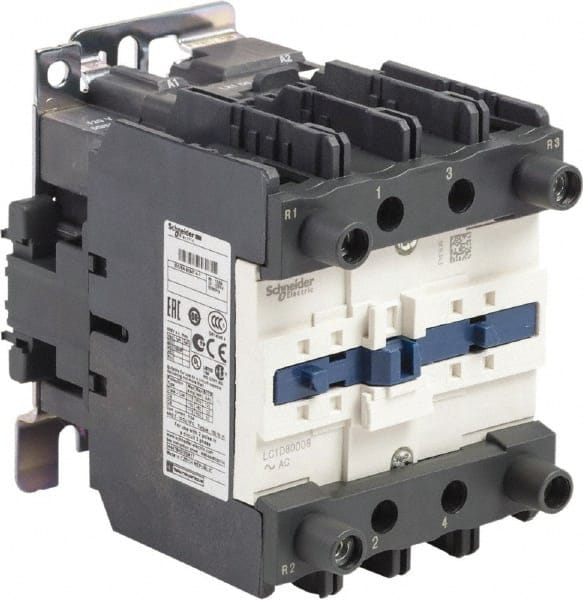 Schneider Electric - 4 Pole, 120 Coil VAC at 50/60 Hz, 125 Amp at 440 VAC, Nonreversible IEC Contactor - Bureau Veritas, CCC, CSA, CSA C22.2 No. 14, DNV, EN/IEC 60947-4-1, EN/IEC 60947-5-1, GL, GOST, LROS, RINA, RoHS Compliant, UL 508, UL Listed - Exact Tooling