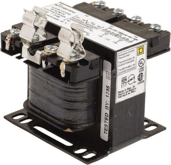 Square D - 50 VA, Top Mount Fuse Block Control Transformer - 50/60 Hz, 3.09 Inch Deep x 2.58 Inch High - Exact Tooling