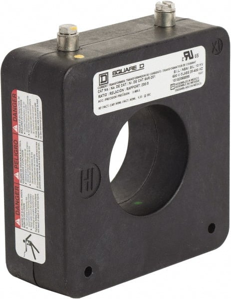 Square D - 200 Amp AC Input, 5 Amp AC Output, Panel Meter Donut Current Transformer - Screw Terminal - Exact Tooling