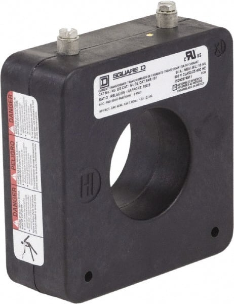 Square D - 100 Amp AC Input, 5 Amp AC Output, Panel Meter Donut Current Transformer - Screw Terminal - Exact Tooling