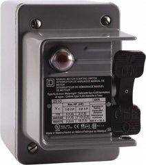 Square D - 3 Poles, 30 Amp, NEMA, Enclosed Toggle Manual Motor Starter - 1 hp at 90 VDC, 10 hp at 460 VAC, 10 hp at 575 VAC, 1-1/2 hp at 230 VDC, 2 hp at 115 VAC, 2 hp at 115 VDC & 7-1/2 hp at 230 VAC, CE, CSA, NEMA 4 & UL Listed - Exact Tooling