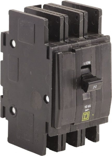 Square D - 20 Amp, 240 VAC, 3 Pole, Panel Mount Miniature Circuit Breaker - Exact Tooling