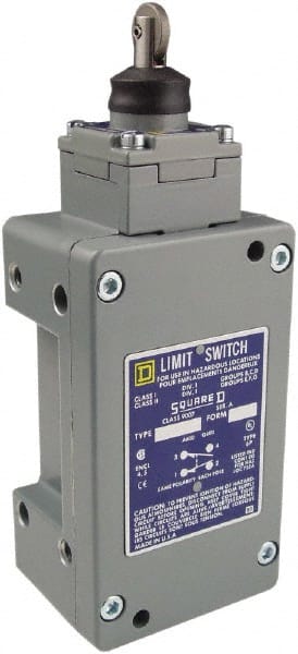 Square D - DPDT, 2NC/2NO, 600 Volt Screw Terminal, Roller Plunger Actuator, General Purpose Limit Switch - 1, 2, 4, 6, 12, 13, 6P NEMA Rating, IP67 IPR Rating - Exact Tooling