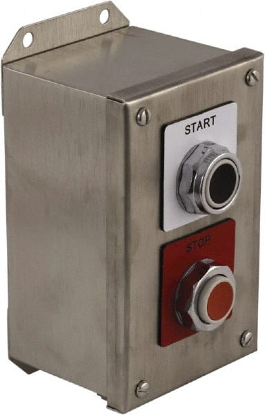 Schneider Electric - 2 Operator, Projecting Pushbutton Control Station - Start, Stop (Legend), Momentary Switch, 1NO/2NC Contact, NEMA 13, 3, 4 - Exact Tooling