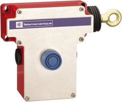 Telemecanique Sensors - 10 Amp, 2NO/2NC Configuration, Rope Operated Limit Switch - Pushbutton Reset, Rope Pull, No Pilot Light, 300 VAC - Exact Tooling