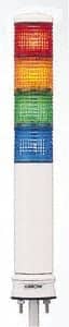 Schneider Electric - Blue, Green, Orange & Red LED Flashing & Steady Stackable Tower Light with Buzzer - 70 to 85 dB, Base Mount, IP54, 24V, 14 to 122°F - Exact Tooling