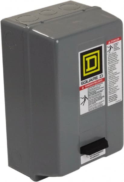 Square D - 600 Coil VAC, 27 Amp, NEMA Size 1, Enclosed Enclosure NEMA Motor Starter - 1 Phase hp: 7 1/2 at 200 Volt, 7 1/2 at 230 Volt, 3 Phase hp: 10 at 460 Volt, 10 at 575 Volt, 1 Enclosure Rating - Exact Tooling