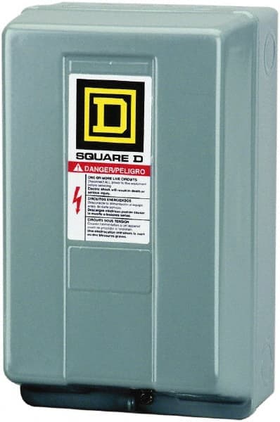 Square D - 1 NEMA Rated, 4 Pole, Electrically Held Lighting Contactor - 30 A (Tungsten), 110 VAC at 50 Hz, 120 VAC at 60 Hz - Exact Tooling