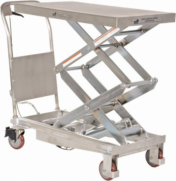Vestil - 800 Lb Capacity Manual Scissor Elevating Cart - 15-1/2" to 50-3/4" Lift Height, 35-1/2" Platform Length x 20" Platform Width - Exact Tooling