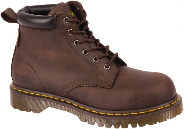 Dr. Martens - Unisex Size 7 Medium Width Steel Work Boot - Brown, Leather Upper, PVC Outsole, 6-1/2" High, Hot Weather, Non-Slip, Electrostatic Dissipative (ESD), Puncture Resistant - Exact Tooling