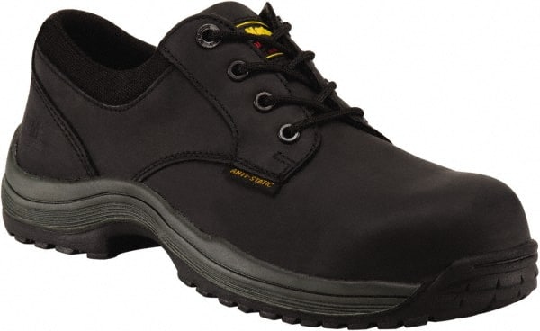 Dr. Martens - Men's Size 7 Medium Width Composite Work Shoe - Black, Leather Upper, Rubber Outsole, 4-1/2" High, Hot Weather, Non-Slip, Electrostatic Dissipative (ESD) - Exact Tooling