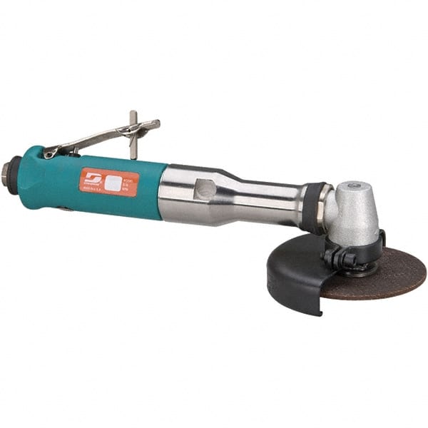 Dynabrade - 4" Wheel Diam, 13,500 RPM, Pneumatic Cutoff & Cutoff-Grinder Tool - Right Angle Handle, 1/4 NPT Inlet - Exact Tooling