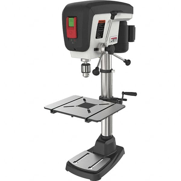 Jet - 15" Swing, Step Pulley Drill Press (Woodworking) - 16 Speed, 3/4 hp, Single Phase - Exact Tooling