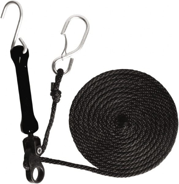 The Perfect Bungee - Light Duty Tie Down with Triangulated Galvanized S Hook - 144" OAL, Black - Exact Tooling