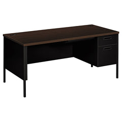 Hon - Office Desks; Type: Single Pedestal Desk ; Center Draw: No ; Color: Mocha, Black ; Material: Steel Base; Laminate Worksurface ; Width (Inch): 66 ; Depth (Inch): 30 - Exact Tooling