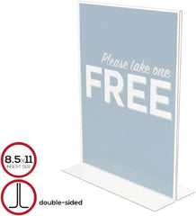 Deflect-o - 8-1/2" Wide x 11" High Sign Compatiblity, Plastic Sign Holder - Clear, 11" Holder Height - Exact Tooling