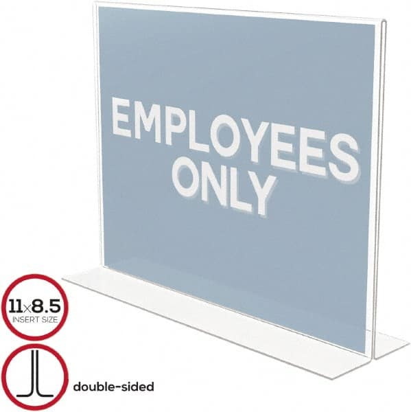 Deflect-o - 11" Wide x 8-1/2" High Sign Compatiblity, Plastic Sign Holder - Clear, 8-1/2" Holder Height - Exact Tooling