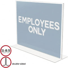 Deflect-o - 11" Wide x 8-1/2" High Sign Compatiblity, Plastic Sign Holder - Clear, 8-1/2" Holder Height - Exact Tooling