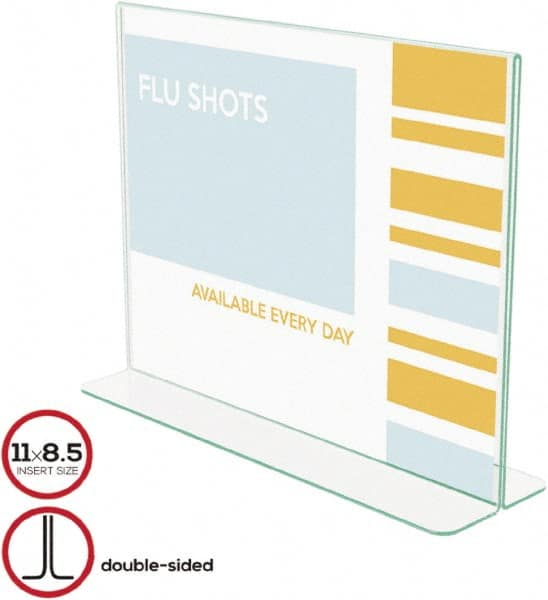 Deflect-o - 11" Wide x 8-1/2" High Sign Compatiblity, Plastic Sign Holder - Clear, 8-1/2" Holder Height - Exact Tooling