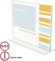 Deflect-o - 11" Wide x 8-1/2" High Sign Compatiblity, Plastic Sign Holder - Clear, 8-1/2" Holder Height - Exact Tooling