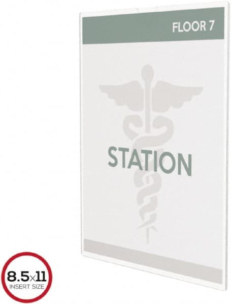 Deflect-o - 8-1/2" Wide x 11" High Sign Compatiblity, Plastic Sign Holder - Clear, 11" Holder Height - Exact Tooling