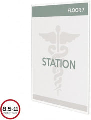Deflect-o - 8-1/2" Wide x 11" High Sign Compatiblity, Plastic Sign Holder - Clear, 11" Holder Height - Exact Tooling