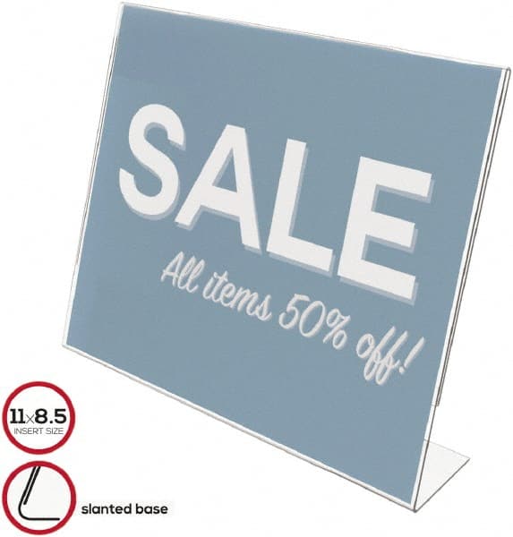 Deflect-o - 11" Wide x 8-1/2" High Sign Compatiblity, Plastic Sign Holder - Clear, 8-1/2" Holder Height - Exact Tooling