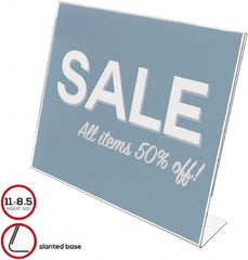 Deflect-o - 11" Wide x 8-1/2" High Sign Compatiblity, Plastic Sign Holder - Clear, 8-1/2" Holder Height - Exact Tooling