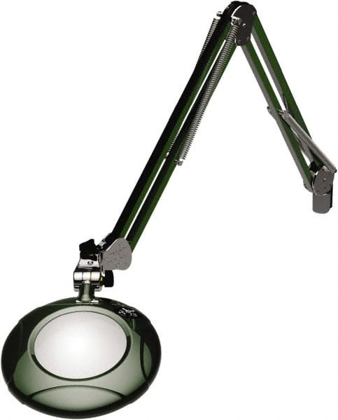 O.C. White - 43 Inch, Spring Suspension, Clamp on, LED, Racing Green, Magnifying Task Light - 8 Watt, 7.5 and 15 Volt, 2x Magnification, 5 Inch Long - Exact Tooling