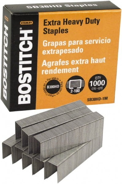 Stanley Bostitch - 0.19" Leg Length, Steel Heavy Duty Stapler Staples - 180 Sheet Capacity, For Use with Bostitch B380HD - Exact Tooling