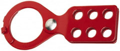 Ability One - Single Jaw, 1-1/2" Jaw Diam, 6 PadLocks, Steel Lockout Hasp - Scissor Action, Red - Exact Tooling