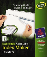 AVERY - 11 x 8 1/2" 1 to 8" Label, 8 Tabs, 3-Hole Punched, Customizable Divider - Exact Tooling
