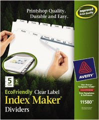 AVERY - 11 x 8 1/2" 1 to 5" Label, 5 Tabs, 3-Hole Punched, Customizable Divider - Exact Tooling
