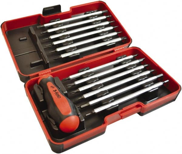 Felo - 13 Piece, 1/4" Drive Screwdriver Bit Set - #1 to #3 Phillips, 3 to 6mm Hex, T6 to T40 Torx, #1, #2 & #3 Pozidriv, 5/32, 7/32 & 1/4" Slotted - Exact Tooling