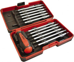 Felo - 13 Piece, 1/4" Drive Screwdriver Bit Set - #1 to #3 Phillips, 3 to 6mm Hex, T6 to T40 Torx, #1, #2 & #3 Pozidriv, 5/32, 7/32 & 1/4" Slotted - Exact Tooling
