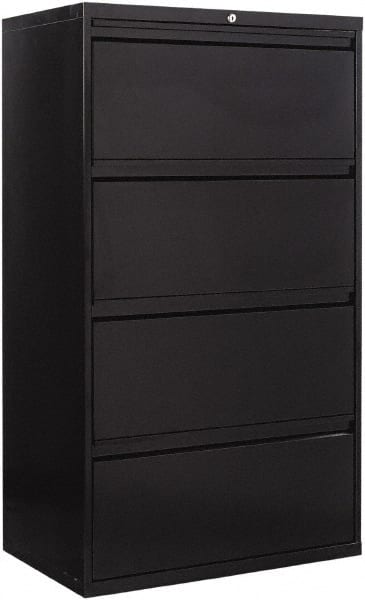 ALERA - 30" Wide x 53-1/4" High x 19-1/4" Deep, 4 Drawer Lateral File - Steel, Black - Exact Tooling