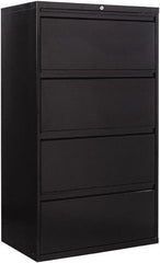 ALERA - 30" Wide x 53-1/4" High x 19-1/4" Deep, 4 Drawer Lateral File - Steel, Black - Exact Tooling