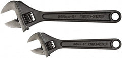 Irwin - 2 Piece, 6" to 8", Adjustable Wrench Set - Inch Measurement Standard, Black Finish - Exact Tooling