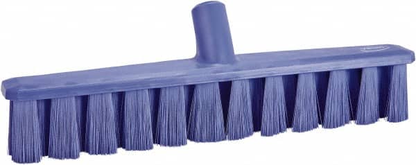 Vikan - 15.25" Combo Duty Polyester Push Broom - 1-7/8" Bristle Length, Plastic Block, European Threaded Handle Connection, Handle Sold Separately - Exact Tooling