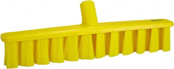 Vikan - 15.25" Combo Duty Polyester Push Broom - 1-7/8" Bristle Length, Plastic Block, European Threaded Handle Connection, Handle Sold Separately - Exact Tooling