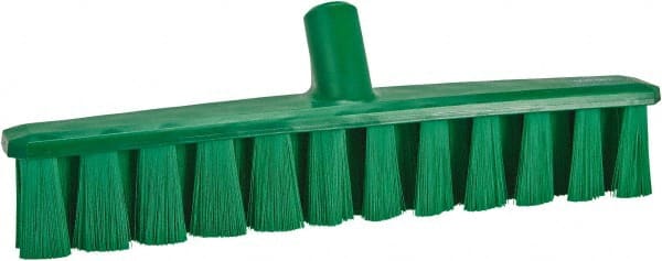Vikan - 15.25" Combo Duty Polyester Push Broom - 1-7/8" Bristle Length, Plastic Block, European Threaded Handle Connection, Handle Sold Separately - Exact Tooling