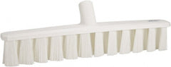 Vikan - 15.25" Fine Particle Polyester Push Broom - 1-7/8" Bristle Length, Plastic Block, European Threaded Handle Connection, Handle Sold Separately - Exact Tooling