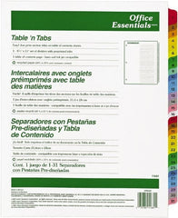 Office Essentials - 11 x 8 1/2" 1 to 31" Label, 31 Tabs, 3-Hole Punched, Preprinted Divider - Multicolor Tabs, White Folder - Exact Tooling