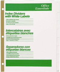 Office Essentials - 11 x 8 1/2" 1 to 8" Label, 8 Tabs, 3-Hole Punched, Customizable Divider - White - Exact Tooling