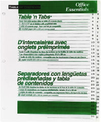 Office Essentials - 11 x 8 1/2" 1 to 31" Label, 31 Tabs, 3-Hole Punched, Preprinted Divider - White - Exact Tooling