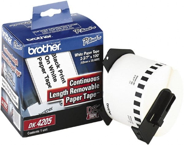 Brother - 2.4" Wide x 1,200" Long, White Paper Label Tape - For Laser/Inkjet Printers - Exact Tooling